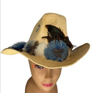 Straw Cowboy Hat with 2 pins